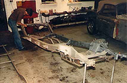 1954 Alvis TC1 restoration. The bare chassis
