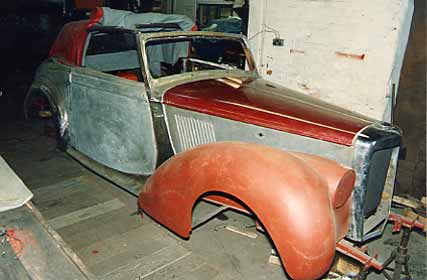 1954 Alvis TC1 restoration. The bodyshell nearing completion